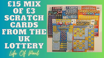 £15 of scratch cards. A mix of £3 scratch cards, 1 of each kind to enjoy!