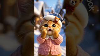 Dancing Winter Cat Cute Kitty Dance In Snow Cozy Winter Look