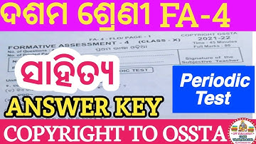 CLASS 10 FA-4 First Language Odia Answer Key || Copyright to Ossta || 10th class FA4 question answer