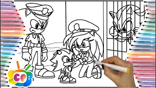 Sonic 3 coloring pages how to draw Sonic VS Shadow Sonic Police Animation