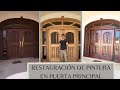 Como Pintar una PUERTA PRICIPAL de MADERA paso a paso (en color nogal clásico) #restauracion #color