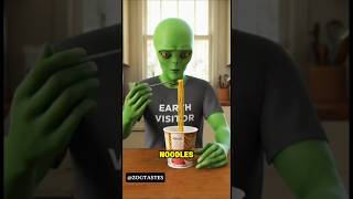 Alien tries instant noodles for the first time 🍜👽