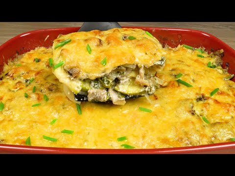 Кабачки с грибами в сметанном соусе. Вкусная запеканка | Zucchini baked with mushrooms