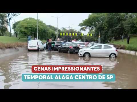 Temporal provoca alagamentos e caos no Centro de São Paulo