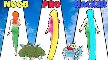 NOOB vs PRO vs HACKER In Hair Challenge | Oggy, Shinchan, Jack & Bob