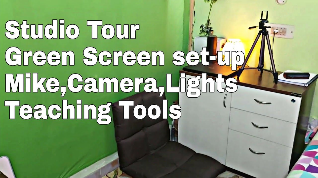 My Online Teaching Studio/Room Tour, Green Screen set-up, Mike, Camera ...