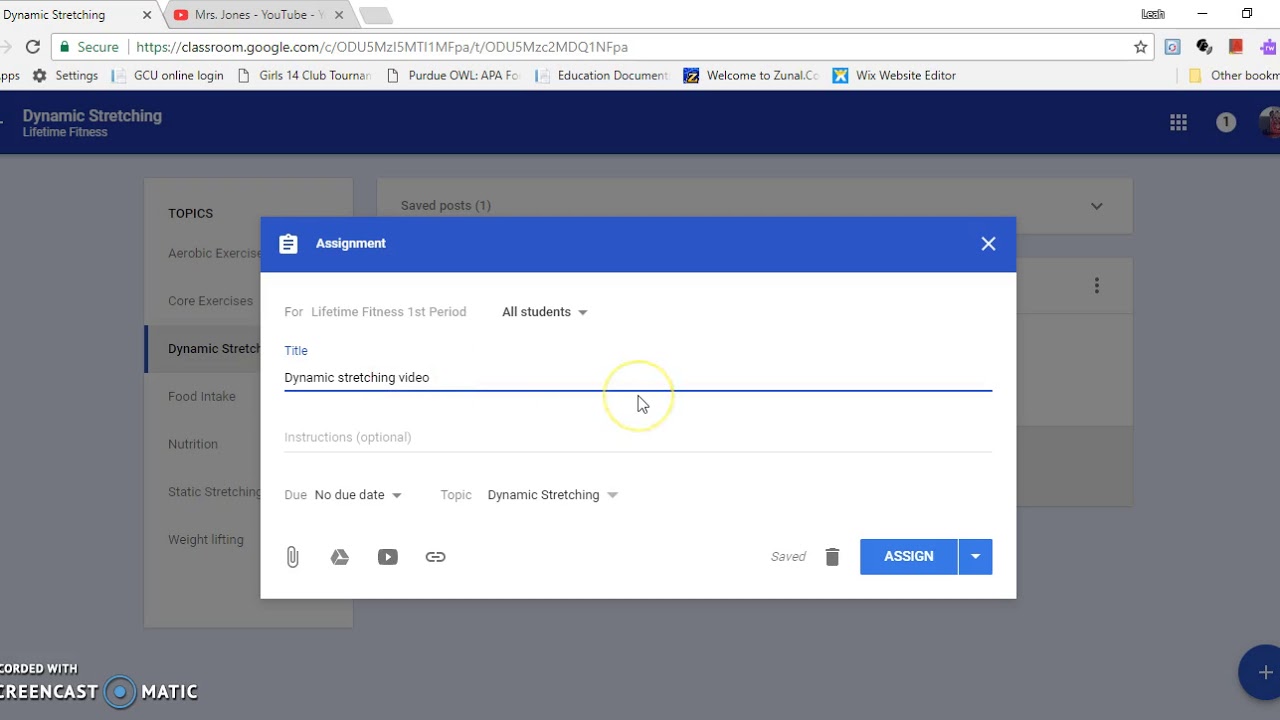 4 Creating an Assignment in Google Classroom - YouTube
