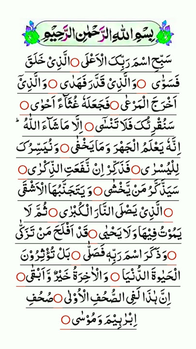 Surah Al-Ala Beautiful Recitation | Sabbihisma surah with urdu translation | Sabbihisma Rabbikal