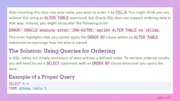How to Handle ORDER BY in ORACLE SQL: Sorting Tables and Queries