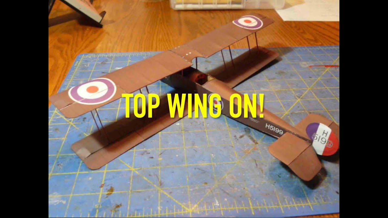 Avro 504K Paper Card Model: Top Wing On! - YouTube