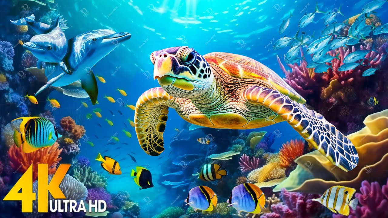 Ocean 4K – Sea Animals for Relaxation, Beautiful Coral Reef Fish in Aquarium, 4K Video Ultra HD #133