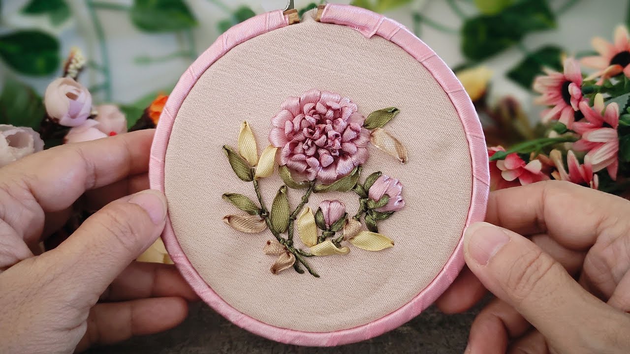 Dahlia Flower Embroidery - Ribbon Embroidery Flower - 3D Flower ...