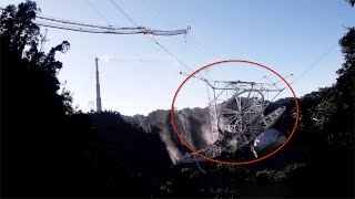 Video footage shows dramatic moment Arecibo Radio Telescope collapses