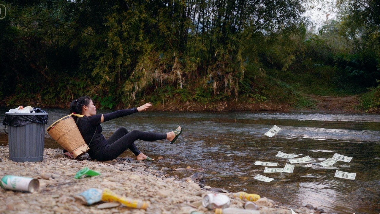 TIME LAPSE - Poor girl found treasure in a forgotten trash bag mixed in with the scrap metal