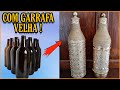 Como fazer GARRAFA DOURADA com TOALHA PLÁSTICA para decoração | Reciclagem | DIY | Artesanato