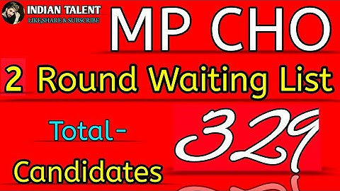 🔴MP CHO 2nd Round Waiting List Category Wise /Check ✅ Now/IndianTalent