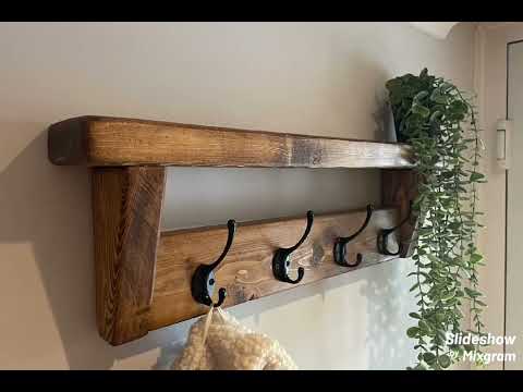 Handmade Rustic Coat Rack Shelf Ideas for Farmhouse Decor