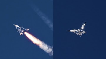 Virgin Galactic SpaceShipTwo spaceplane powered flight (close-up)
