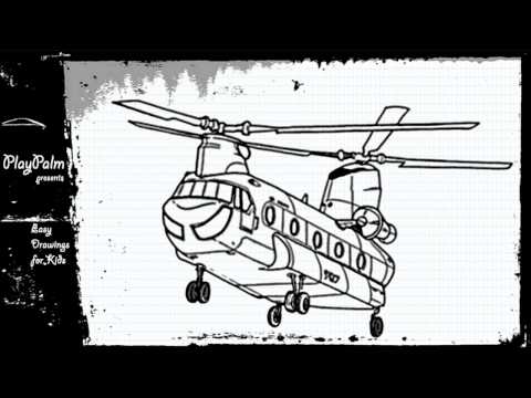 How to draw army Helicopter -  Chinook