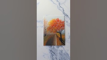 autumn 🍂 landscape painting idea for beginners ✨️