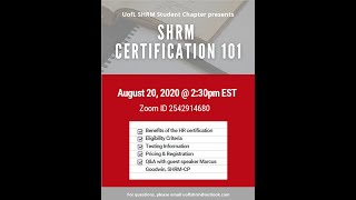UofL SHRM Student Chapter Presents: SHRM Certification 101