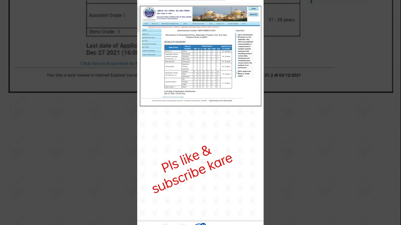 NPCIL Paramedical Posts, Stipendiary Trainees (Cat I & II), Non-Technical Posts Recruitment 2021