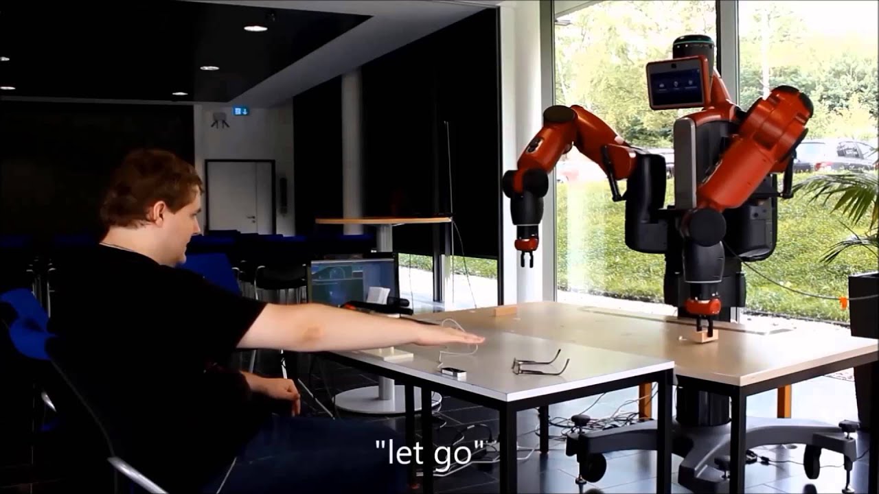Controlling a Baxter Robot using Gaze and Gesture in a 3D Setup - YouTube
