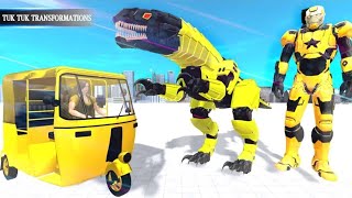 Tuk Tuk Auto Rickshaw Transform Dinosaur Robot Game 2020 - Android Gameplay FullHD screenshot 4