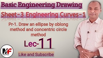 Lec11|Engg curves-1|Draw an ellipse by oblong method and concentric circle method|R.H.Prajapati