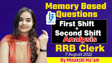 RRB Clerk 2022 Memory Based Paper | Second Shift Analysis| Minakshi Varshney