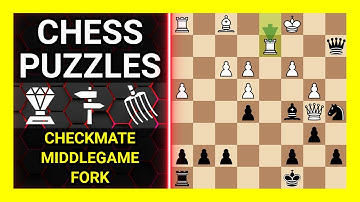 Chess Puzzles to Practice. Themes: Checkmate, Middlegame, Fork. Learn Chess