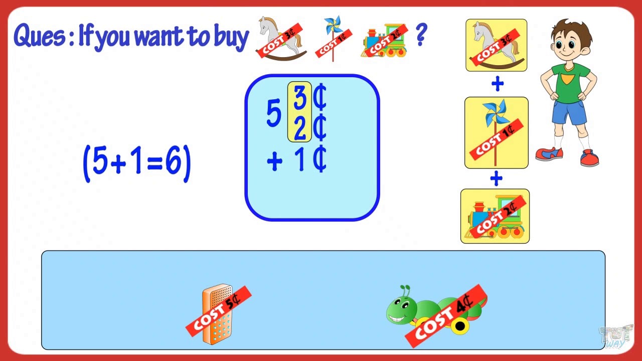adding money math grade 1 tutway youtube