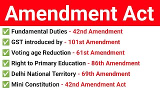 Top Constitutional Amendment MCQ | Indian Polity & Constitution Important Questions For All Exams