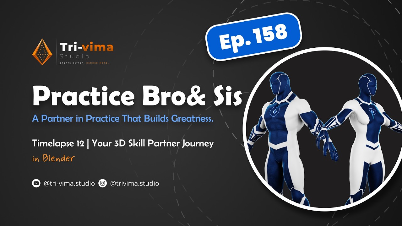 Practice Bro & Sis in Blender Ep. 158 (Timelapse 12)