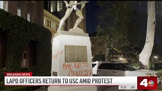 LAPD officers return to USC amid proPalestinian protest