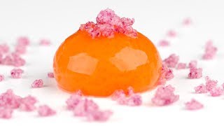 molecular gastronomy frozen reverse spherification to make spheres with liquid inside