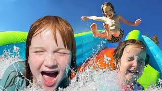 WATER SLiDE JUMP x3  a Family Day at PiRATE iSLAND!! Catching Fish & Swimming with Adley Niko Navey