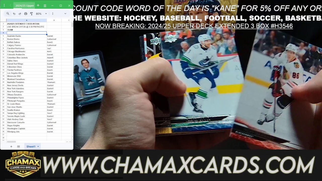 BREAKING TONIGHT: 2024/25 UPPER DECK EXTENDED HOCKEY 3 BOX RANDOM TEAM BREAK #H3546