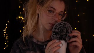 ASMR to calm down - whispering, fluffy mic, loofah & more