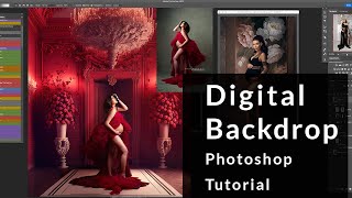 Digital Background Compositing in photoshop - Valentines Backdrop & Fine Art Floral Backdrop screenshot 3