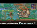 Using terraria shortersword to break the game completely  needs big iq for shorter sword