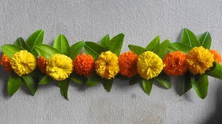 Diwali Toran 2nd Model With Marigold Flowers   Mango Leaves Diwali Decoration Ideas