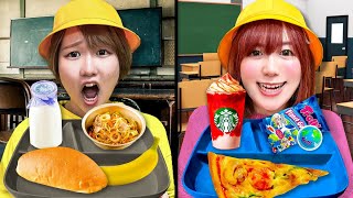 【寸劇】昔の給食VS今の給食どっちがいい？昔と今の小学校の違いとは…最新の文房具やおもちゃで遊ぼう♪【あるある】