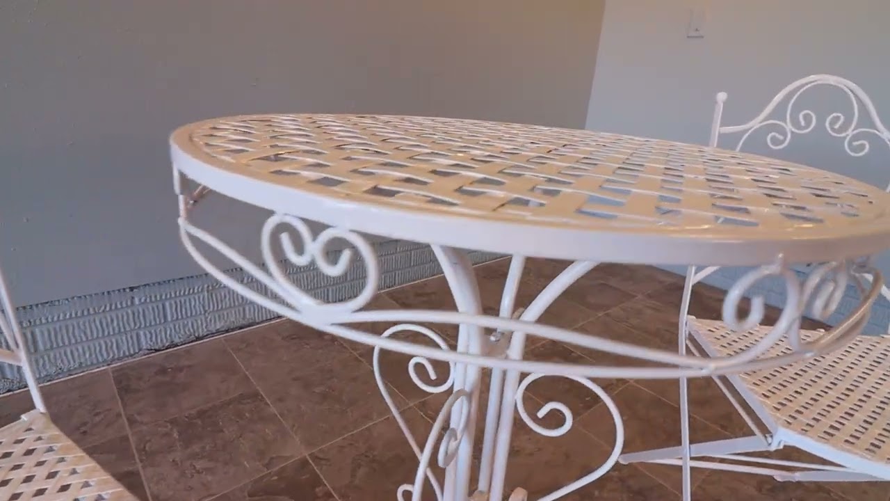 Vintage Mid-Century Wrought Iron Bistro Set, Attributed to Salterini