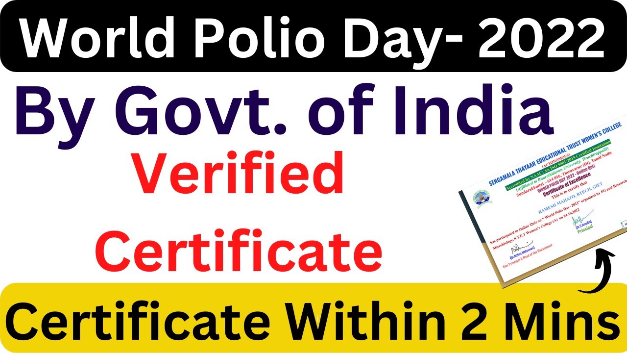 World Polio Day- 2022 | Government Certificate | Free Certificate