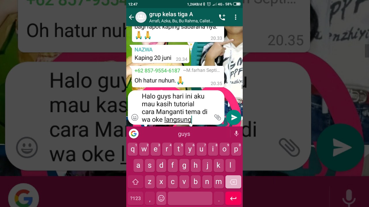 Cara mengganti tema di wa mudah dan cepat - YouTube Cara mengganti tema di wa mudah dan cepat - YouTube
