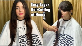 HOW TO DO LONG LAYERS HAIRCUT AT HOME || Easy Haircut Step By Step By Lashes Beauty Parlour
