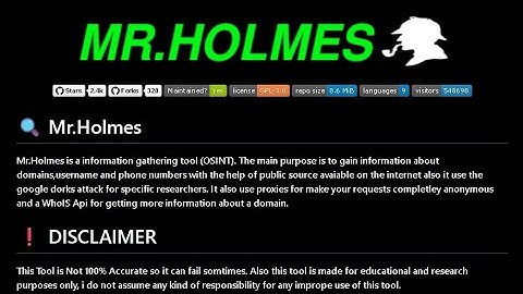 Testing a Hacking OSINT tool failed Part1 !!!  Mr.Holmes
