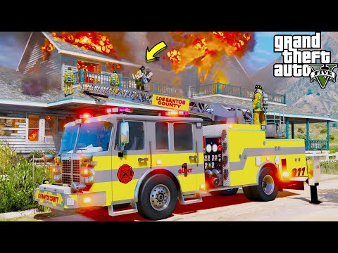 High Risk Ladder Truck Rescue In GTA 5 Firefighter Mod