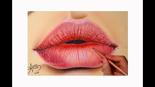 طريقة رسم شفاه /ألوان الباستل الناعم/ Lips Drawing screenshot 2